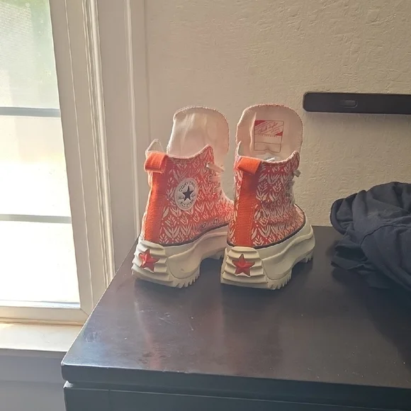 Converse Orange and White Patterned High-Top Sneakers - Picture 3 of 5